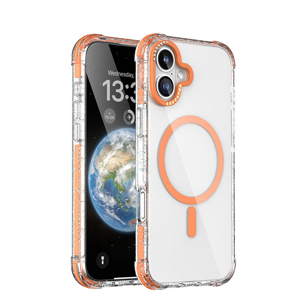 iPhone 16 Kılıf M-safe Şarj Özellikli Taşlı ve Simli Tasarım Mutural Blink Kılıf iPhone 16 Kılıf M-safe Şarj Özellikli Taşlı ve Simli Tasarım Mutural Blink Kılıf